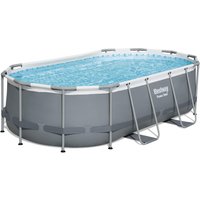 Piscina base struttura e liner ovale Power Steel 427x250x100 cm grigio scuro