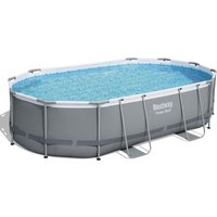 Piscina base struttura e liner ovale Power Steel 488x305x107 cm grigio scuro