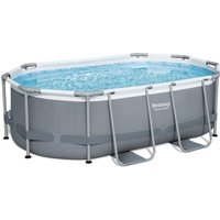Piscina base struttura e liner ovale Power Steel da 305x200x84 cm grigio scuro