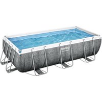 Piscina base struttura e liner rettangolare Power Steel da 404x201x100 cm effetto rattan grigio