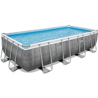 Piscina base struttura e liner rettangolare Power Steel da 488x244x122 cm effetto rattan grigio
