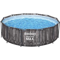 Piscina base struttura e liner rotonda Steel Pro MAX da 366x100 cm effetto legno scuro