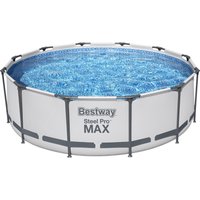 Piscina base struttura e liner rotonda Steel Pro MAX da 366x100 cm grigio chiaro