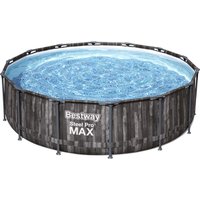 Piscina base struttura e liner rotonda Steel Pro MAX da 427x107 cm effetto legno scuro