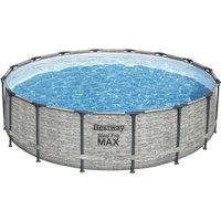 Piscina base struttura e liner rotonda Steel Pro MAX da 488x122 cm effetto pietra