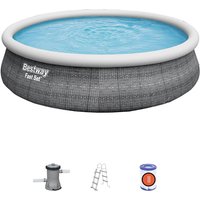 Piscina Gonfiabile Fast Set Bestway Rattan 457x107 cm con Pompa a Cartuccia 2.006 l/h e Scaletta