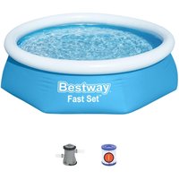 Piscina per Bambini Bestway Fast Set Ã244x61 cm con Pompa Filtro a Cartuccia 1.249 l/h Blu