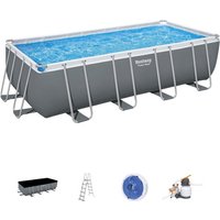 Piscina Rettangolare Power Steel 5619Q Grigio Scuro - 549x274x132cm con Filtro a Sabbia - Bestway