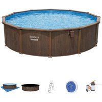 Set piscina fuori terra rotonda Hydrium da 550x130 cm effetto legno