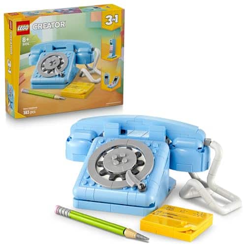 LEGO Creator 3in1 Telefono Retrò con Disco di Selezione Rotante - Si Trasforma in un Modello Anni '80 o in 2 Telefoni Cellulari Anni 2000 - Regalo Creativo per Bambine e Bambini da 8 Anni - 31174