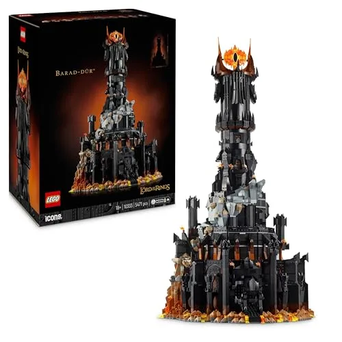 LEGO Icons Il Signore degli Anelli: Barad-dûr, Modellino da Costruire della Fortezza e Torre di Sauron con Funzioni e Personaggi come Frodo, Sam e Gollum, Idea Regalo Uomo, Donna e Fan Adulti 10333