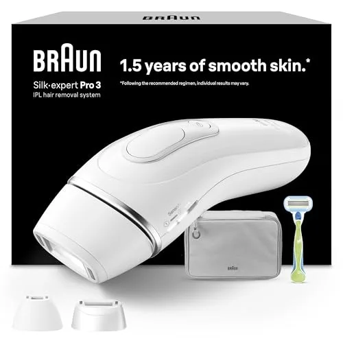 Braun Silk·expert Pro 3 Epilatore Luce Pulsata, Depilatore Corpo Donna, Alternativa All’Epilazione Laser Peli Donna, Epilazione a Casa, Con Custodia, Rasoio Venus, 3 Testine, Idea Regalo, PL3222