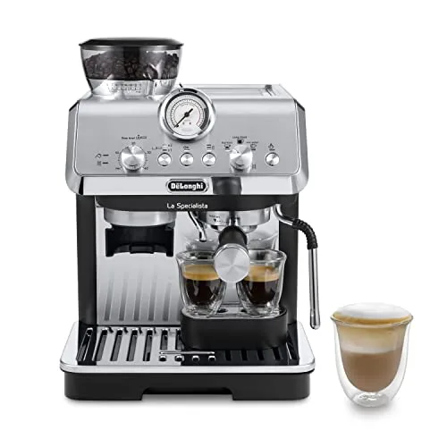 De'Longhi LA SPECIALISTA ARTE EC9155.MB Macchina da caffè Manuale, 3 Ricette Preimpostate, Controllo Attivo della Temperatura, 8 Livelli di Macinazione, Lancia MyLatte Art, incluso KIT BARISTA, Nera