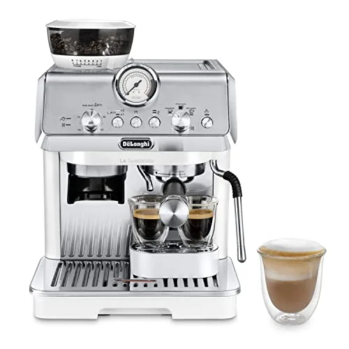 De'Longhi LA SPECIALISTA ARTE EC9155.W Macchina da caffè Manuale, 3 Ricette Preimpostate, Controllo Attivo della Temperatura, 8 Livelli di Macinazione, Lancia MyLatte Art, incluso KIT BARISTA, Bianco