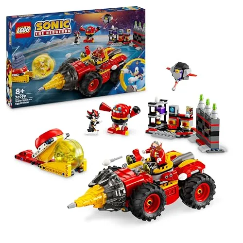 LEGO Sonic the Hedgehog Super Sonic vs. Egg Drillster, Giocattolo da Collezione dal Videogioco con 7 Personaggi e Veicolo da Costruire, Giochi per Bambini e Bambine da 8 Anni, Regalo da Gamer 76999