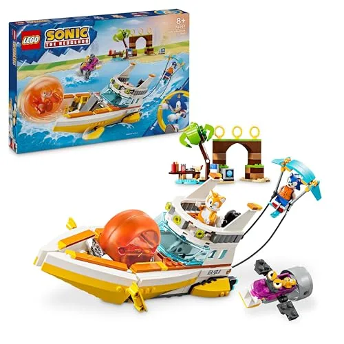 LEGO Sonic the Hedgehog Tails’ Adventure Boat Collectible Interactive Toy for 8 Plus Year Old Kids, Boys & Girls, Playset with Video Game Characters and Water Skis, Gamer Gift 76997