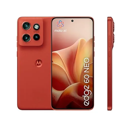 Motorola edge 60 neo con Moto AI (8/256GB, Tripla camera 50MP+13MP+10MP, selfie 32MP, Display 6.36" Super HD 120Hz, MediaTek Dimensity 7400, 5000mAh, TurboPower 68W, Android 15), PANTONE Poinciana