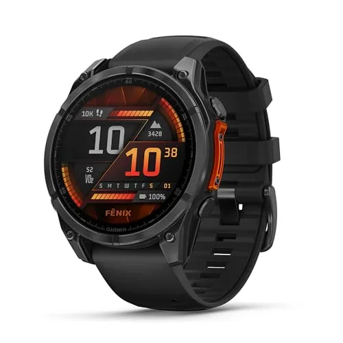 Garmin fēnix 8, 47mm, Display AMOLED 1,4", Touchscreen, Speaker e Microfono, Comandi Vocali, GPS Multi-band, Torcia, Mappe, 90+ App per lo Sport, Autonomia 16 giorni (Slate Gray & Black)