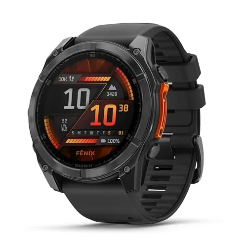Garmin fēnix 8, 51mm, Display AMOLED 1,4", Touchscreen, Speaker e Microfono, Comandi Vocali, GPS Multi-band, Torcia, Mappe, 90+ App per lo Sport, Autonomia 29 giorni (Slate Gray & Black)