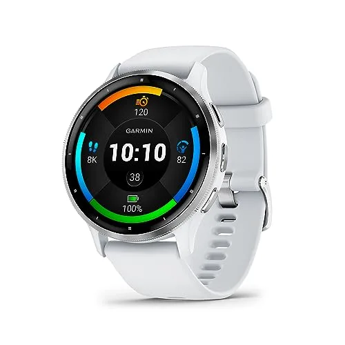 Garmin Venu 3, Smartwatch AMOLED 1,4", Cassa 45mm, Microfono e Speaker, Musica, GarminPay, +30 App sport, GPS, Cardio, SpO2, Autonomia 14 giorni (Whitestone & Silver)