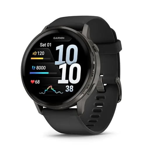 Garmin Venu 4, 45mm, Smartwatch per il fitness, Display AMOLED 1,4", Speaker e Microfono, Comandi Vocali, GPS Multi-band, Torcia, 80+ App per lo Sport, Autonomia 12 giorni (Black & Slate)