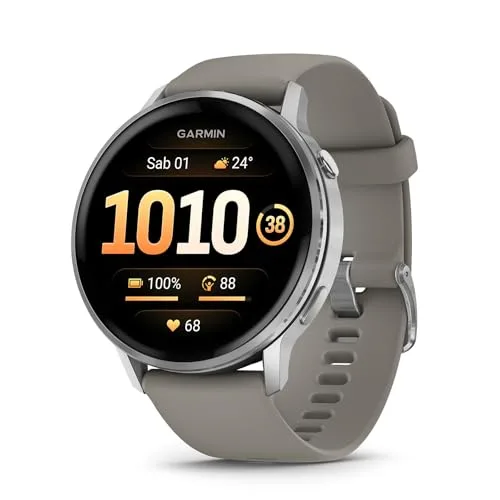 Garmin Venu 4, 45mm, Smartwatch per il fitness, Display AMOLED 1,4", Speaker e Microfono, Comandi Vocali, GPS Multi-band, Torcia, 80+ App per lo Sport, Autonomia 12 giorni (Black & Silver)