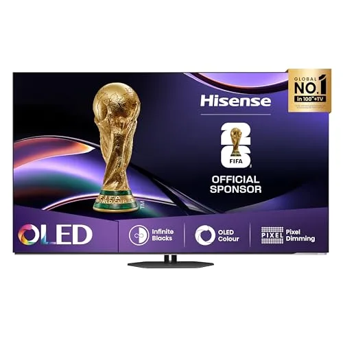 Hisense Smart TV OLED 55" 4K 55A8DQ, Smart TV VIDAA con 1000+APP, Dolby Vision IQ, HDR 10+ Adaptive, 120Hz Game Mode PRO, Audio Dolby Atmos