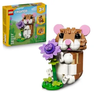 LEGO Creator 3 in 1 Simpatico Criceto con Fiore Giocattolo - Animale Trasformabile in Riccio o Aquila con Uovo - Decorazione Camera da Letto Fai da Te - Regalo per Bambine e Bambini da 7 Anni - 31376