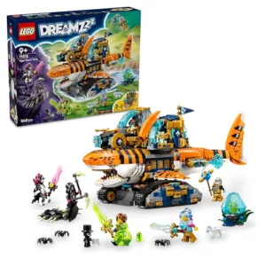 LEGO DREAMZzz 2 in 1 Carro-Squalo Tigre Giocattolo - Si trasforma in Nave Pirata con Cannone - con 5 Minifigure e 2 Creature del Tesoro da Collezione - Regalo per Bambini da 9 Anni in su - 71515