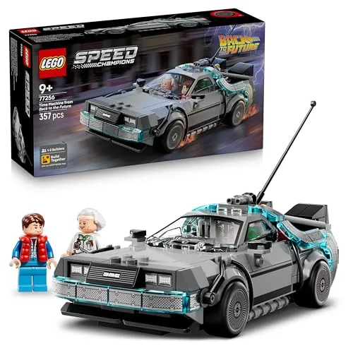 LEGO Speed Champions Macchina del Tempo di Ritorno al Futuro Giocattolo - Kit Modellino di Auto con Minifigure di Doc Brown e Marty McFly - Regalo per Bambini, Bambine e Fan del Film da 9 Anni - 77256