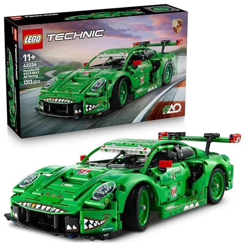 LEGO Technic Auto Porsche 911 GT3 R REXY AO Racing - Macchina Giocattolo - Kit di Modellismo con Motore a 6 Cilindri, Trazione Posteriore e Design da Dinosauro - Regalo per Bambini da 11 Anni - 42224
