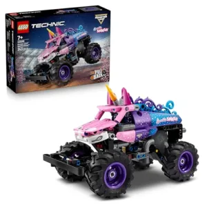 LEGO Technic Monster Jam Sparkle Smash a Retrocarica - Camion Giocattolo Pull-Back - Auto da Corsa a Tema Unicorno Rosa - Regalo Creativo di Compleanno per Bambini e Bambine da 7 Anni in su - 42220