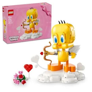 LEGO Titti - Uccellino Giocattolo - Modello Looney Tunes da Esposizione con Mazzo di Fiori, Cuore, Arco di Cupido e Supporto a Forma di Nuvola - Regalo per Bambine e Ragazze da 12 Anni in Su - 40824