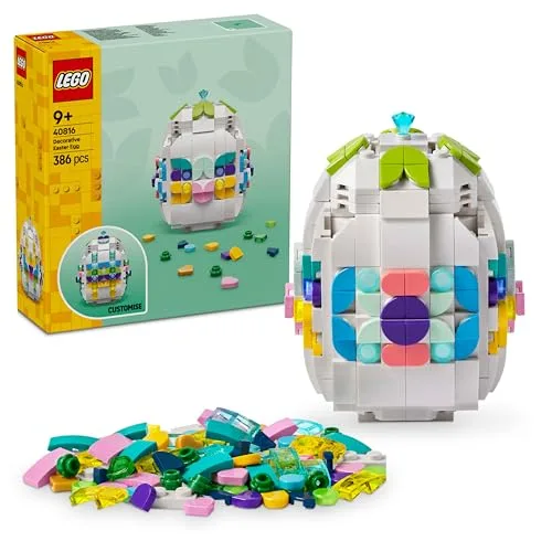 LEGO Uovo di Pasqua Decorativo - Decorazione Pasquale Giocattolo con Elementi Colorati come Cuori Dorati e Pietre Preziose - Regalo Creativo di Arti e Mestieri per Bambine e Bambini da 9 Anni - 40816