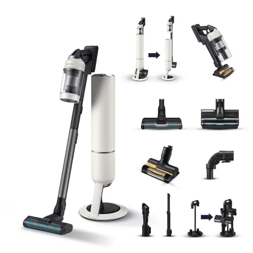 Samsung Scopa Elettrica Ricaricabile VS80F28DES/WA BESPOKE Jet AI LITE complete extra, Aspirapolvere Senza Filo, Clean Station, Potenza 280W, Fino a 120 Min di Autonomia, Beige