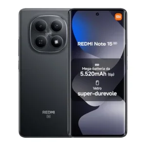 XIAOMI Redmi Note 15 5G, Smartphone 6+128GB, Design ultrasottile, Resistenza IP65, Fotocamera super nitida da 108 MP, Display FHD+ da 6,77", Nero, Garanzia 2 anni, Caricatore non incluso