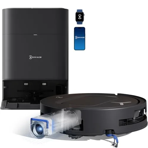 ECOVACS DEEBOT T80 OMNI Robot Aspirapolvere Lavapavimenti, 18.000 Pa, Spazzola OZMO ROLLER, ZeroTangle 3.0, Lavaggio Mocio con Acqua Calda a 40-75 °C, Asciugatura ad Aria Calda, Nero