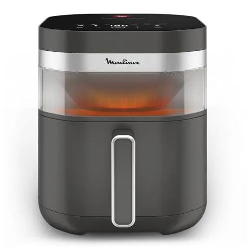 Moulinex Easy Fry Infrared, Friggitrice ad Aria 7L, Doppia Resistenza, Riscaldamento 2 Volte Più Veloce, Cottura Rapida, Lavabile in Lavastoviglie, Finestra di Osservazione, Colore Coal Grey, EZ832H