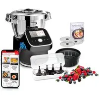 Moulinex Robot Da Cucina Multifunzione I-Companion Touch Pro Black Funzione Cottura Capacità 3L Schermo Touch Bilancia Integrata Kit Tritatutto