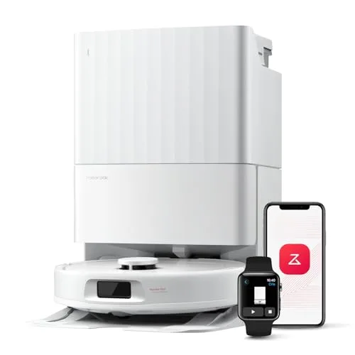 roborock QV 35A Robot Aspirapolvere, Antigroviglio, 8000Pa, Panno Sollevabile, Autolavaggio, Asciugatura ad Aria, Stazione Tutto in Uno, Evitare gli Ostacoli, Strategie di Pulizia dei Tappeti, Bianco