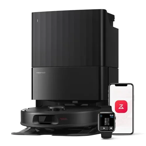 roborock QV 35A Robot Aspirapolvere, Antigroviglio, 8000Pa, Panno Sollevabile, Autolavaggio, Asciugatura ad Aria, Stazione Tutto in Uno, Evitare gli Ostacoli, Strategie di Pulizia dei Tappeti, Nero