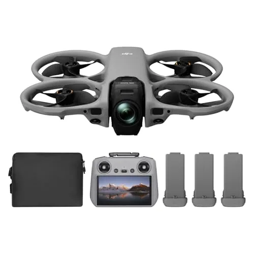 DJI Avata 360 Combo Fly More (RC 2), drone a 360° con imaging 8K a 360° da 1 pollice per FPV e riprese aeree, drone con fotocamera a 360° con paraelica. Include RC 2 e tre batterie.