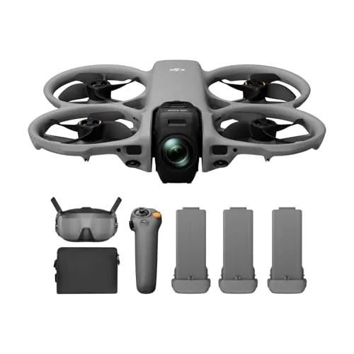 DJI Avata 360 Combo Motion Fly More, drone a 360° con imaging 8K a 360° da 1 pollice, drone con fotocamera a 360° con paraelica. Include Goggles N3 e RC Motion 3 per controllo di movimento intuitivo.
