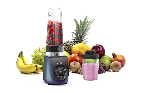 Moulinex Blend Up, Frullatore Potente, 1000 W, 8 Programmi Automatici, Lame Powelix, Pulizia Automatica, Contenitori da Viaggio, Tritaghiaccio, App Connessa, LM19H4