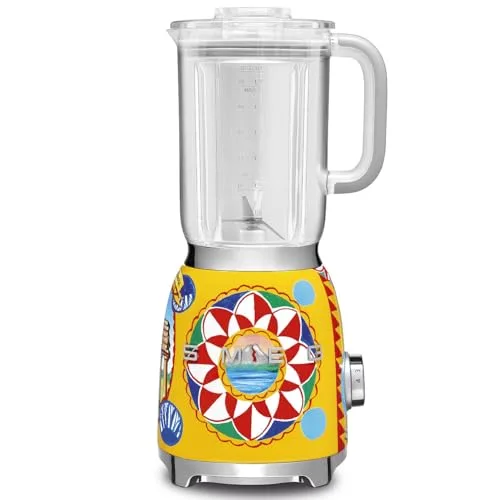 Smeg, Frullatore da Tavolo BLF01DGEU 1,5 L, 4 Livelli di Velocità, 3 Funzioni Smoothie, Pulse e Tritaghiaccio, Blocco Motore e Tappo Dosatore, Base Antiscivolo, Avvolgicavo Integrato, 800W, D&G