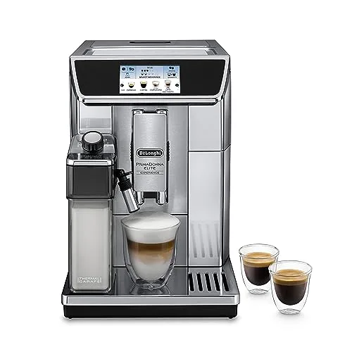 De'Longhi PrimaDonna Elite Experience ECAM656.85.MS, Macchina Caffè Automatica con Montalatte Automatico, Espresso e Cappuccino One-Touch, Connessa con App, 6 Profili, Frontale Acciaio, Argento