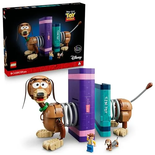 LEGO | Disney Pixar Fermalibri di Slinky Toy Story - Kit di Modellismo per Adulti - Reggi Libri per Libreria - Decorazione con Minifigure di Woody e Figura di Bassotto - Regalo Creativo per Fan 43301