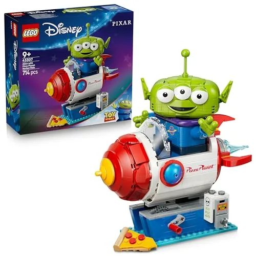 LEGO | Disney Pixar Viaggio Planetario su Razzo con Alieno e Pizza - Astronave Giocattolo con Alieno - Decorazione da Camera da Letto - Regalo per Bambini e Bambine da 9 Anni Fan di Toy Story - 43307