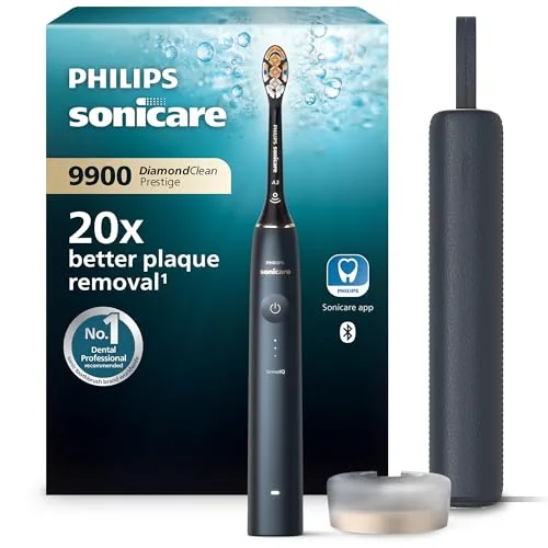 Philips Sonicare DiamondClean Prestige 9900 - Spazzolino elettrico sonico con 1 testina Premium All-in-One A3 e custodia di ricarica blu notte modello HX9992/12