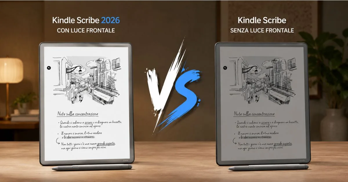 Kindle Scribe 2026 vs Scribe senza luce frontale